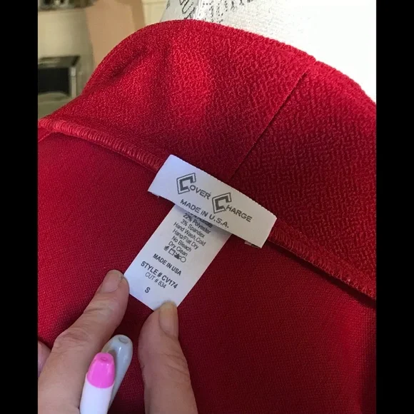 COVER CHARGE Asymmetrical Jacket / Topper Red One Fabulous Button Size S - Picture 5 of 8